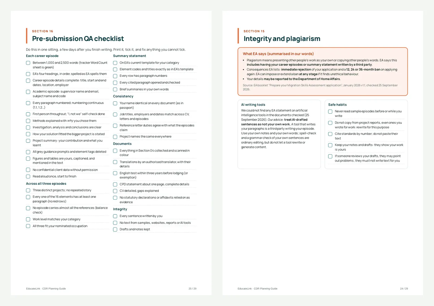 Pre-submission checklist
