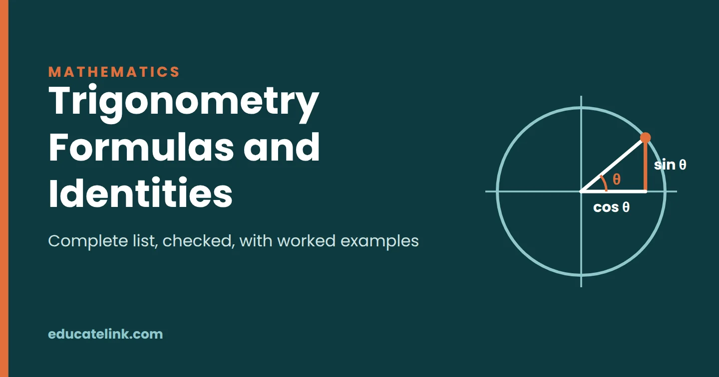 Trigonometry Formulas and Identities: Complete List with Examples
